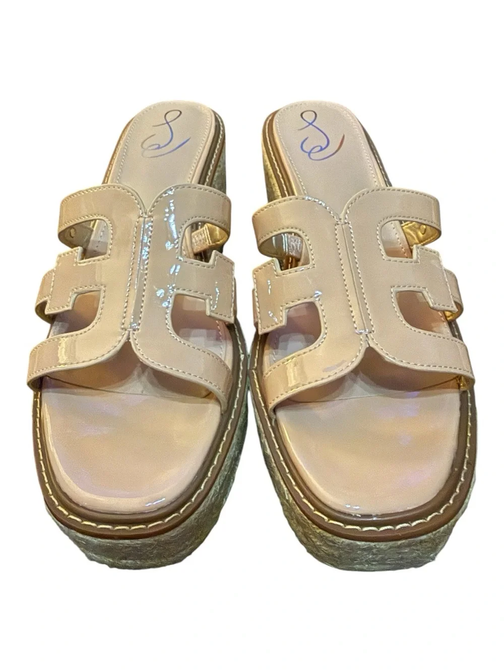 Sam Edelman Laine Beige Blush Patent Platform Sandals Size 11 NIB